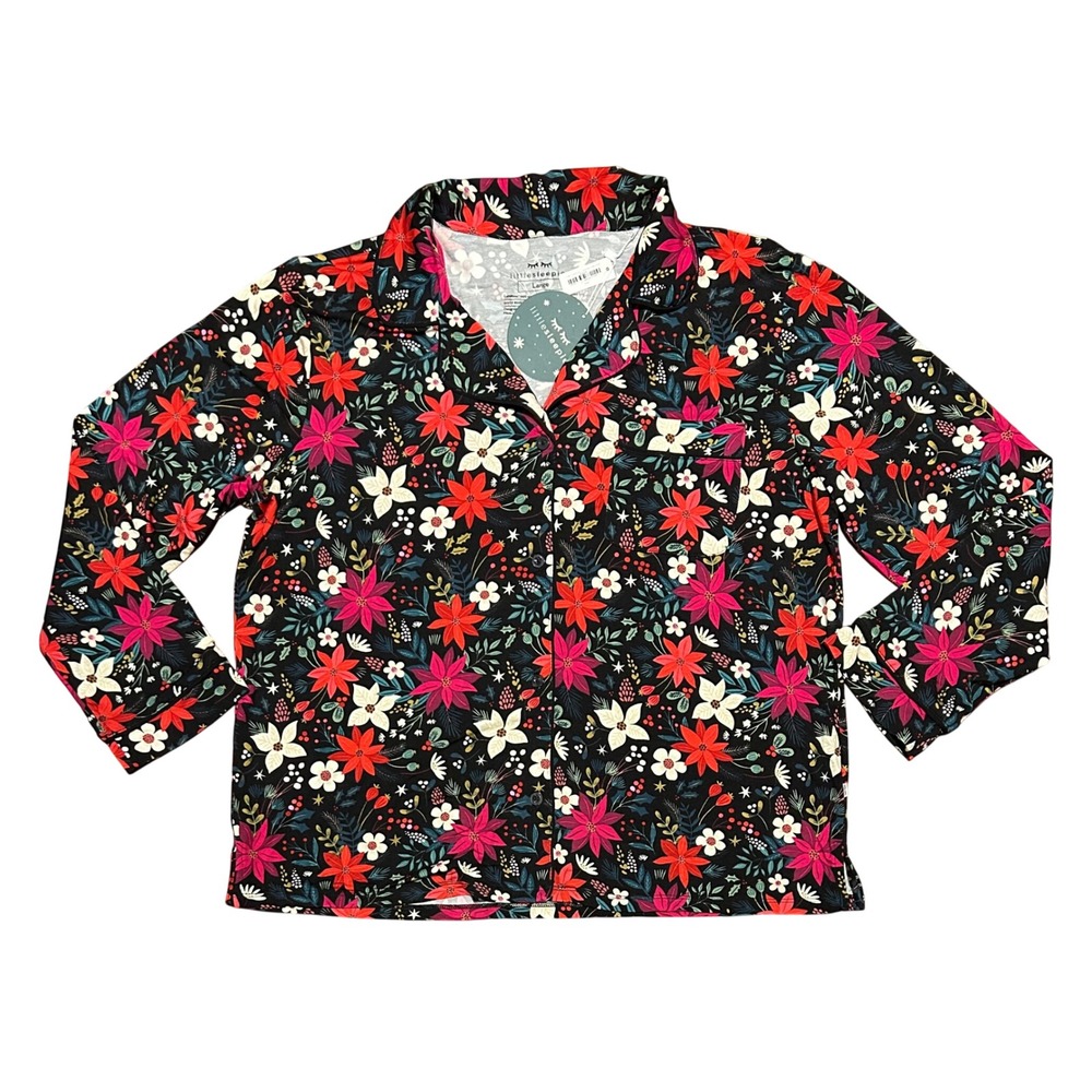 Little Sleepies Berry Merry Women Large Lunaluxe Bamboo Pajama Top‎ NWT LS-WPPJS